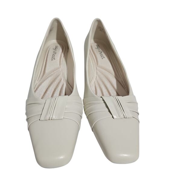 NEW Easy Street Square Toe Pumps Womens 10 Kitten Heel Bone Comfort Slip On - Picture 9 of 11